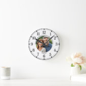 自分たちのカップル写真を追加 20周年記念日 ラウンド壁時計 (ホーム)