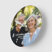 自分たちのカップル写真を追加 45周年結婚記念日 ラウンド壁時計 (傾斜)