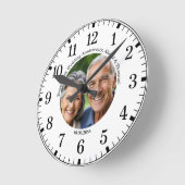 自分たちのカップル写真を追加 65周年結婚記念日 ラウンド壁時計 (傾斜)