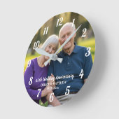 自分たちのカップル写真を追加 65周年結婚記念日 ラウンド壁時計 (傾斜)