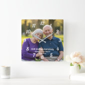 自分たちのカップル写真を追加 70周年結婚記念日 スクエア壁時計 (ホーム)