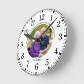 自分たちのカップル写真を追加 70周年結婚記念日 ラウンド壁時計 (傾斜)