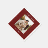自分たちの写真でオリジナル名入りカップル スタンダードカクテルナプキン (角)