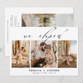 自分たちの4枚の写真を追加したエレガントな結婚式の秘密の挙式を追加 招待状 (正面/裏面)