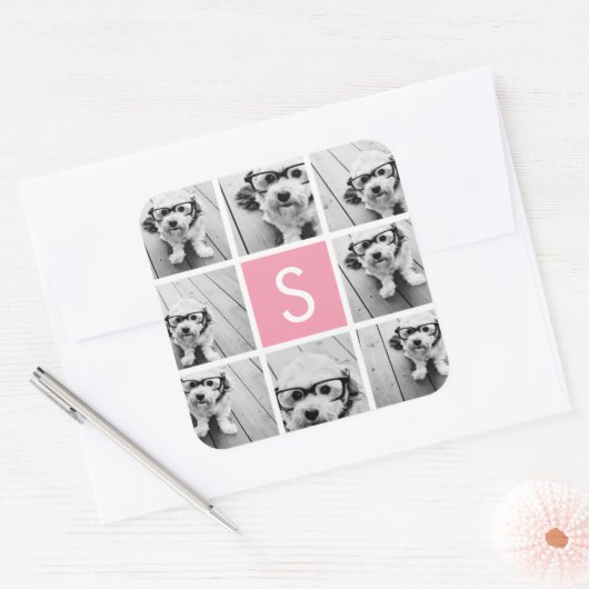 自分だけのインスタグラムコラージュカスタムモノグラムを作成 スクエアシール (封筒)