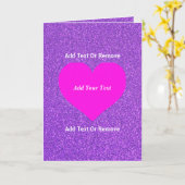 自分だけのオシャレなパープルグリッター&ピンクハートを作成 カード (黄色い花)