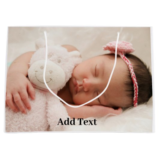 自分だけのオリジナル写真とテキストを作成 ラージペーパーバッグ (正面)