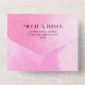 自分だけのカスタム水彩テクスチャ（ピンク）を作成 オールインワン招待状 (裏面)