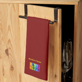 自分だけのカフェ コーヒーショップ DK レッドをパーソナライズ キッチンタオル