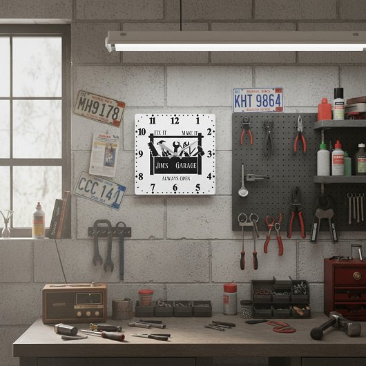 自分だけのガレージ スクエア壁時計