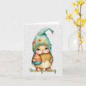 自分だけのキュートな春のノームと卵を作ろう カード (黄色い花)