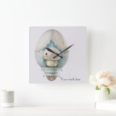 自分だけのキュートな熱気球の鳥の乗り物を作ろう スクエア壁時計 (ホーム)