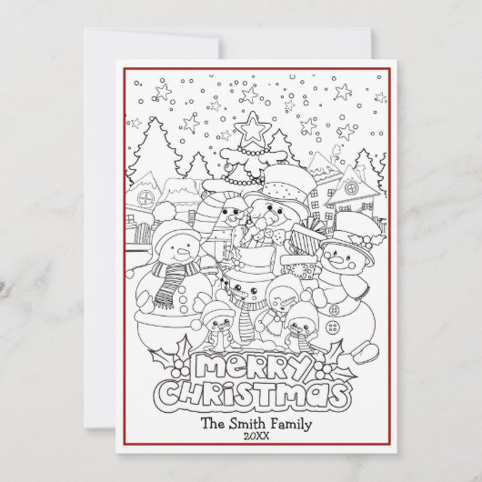 自分だけのクリスマス雪だるまを色付けしよう シーズンカード (正面)