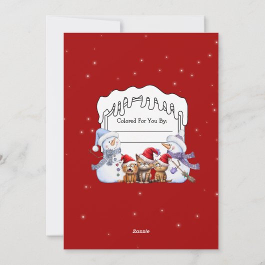 自分だけのクリスマス雪だるまを色付けしよう シーズンカード (裏面)