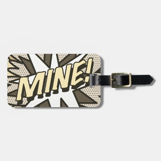 自分だけのコミックブックポップアート マイン! ヴィンテージ ラゲッジタグ (正面横)