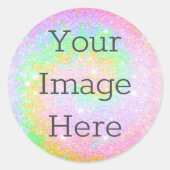 自分だけのタイダイ レインボー カラーのグリッターを作成 ラウンドシール (正面)