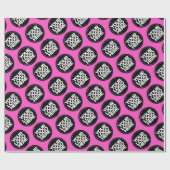 自分だけのネオンピンク リピーティング ロゴ 背景を作成 ラッピングペーパー (フラット)