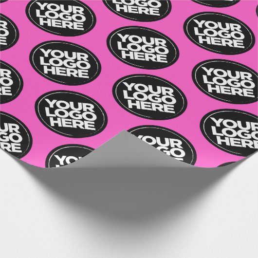 自分だけのネオンピンク リピーティング ロゴ 背景を作成 ラッピングペーパー (角)