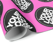 自分だけのネオンピンク リピーティング ロゴ 背景を作成 ラッピングペーパー (ロールコーナー)