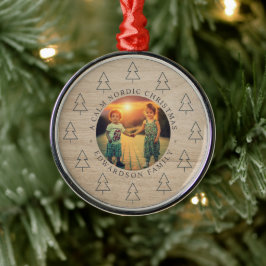 自分だけのノルディックファミリーフォトクリスマス メタルオーナメント