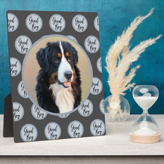 自分だけのペットの肖像写真 モダングレー フォトプラーク (側面)