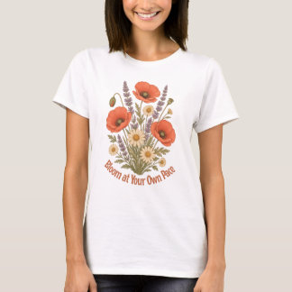 自分だけのペースで咲こう フラワープリントTシャツ Tシャツ