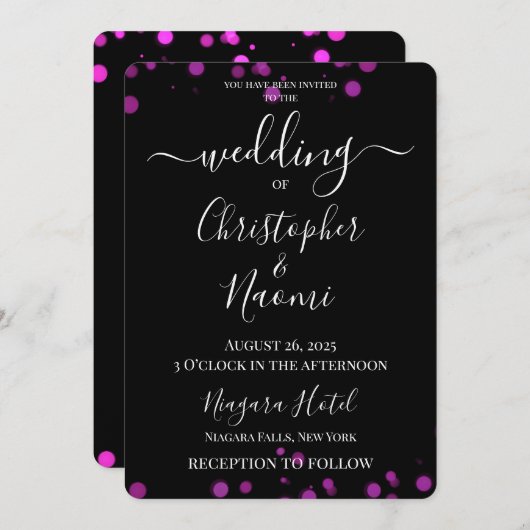 自分だけのミニマルなボケエッジウェディングを作成 招待状 (正面/裏面)