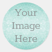 自分だけのメタリックアクアブルーのグリッターダストを作成 ラウンドシール (正面)