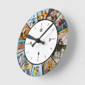 自分だけのモノクロ12枚写真コラージュを作成 ラウンド壁時計 (傾斜)