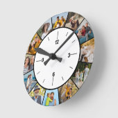 自分だけのモノクロ12枚写真コラージュを作成 ラウンド壁時計 (傾斜)