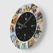 自分だけのモノクロ12枚写真コラージュを作成 ラージ壁時計 (傾斜)