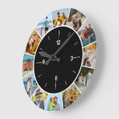 自分だけのモノクロ12枚写真コラージュを作成 ラージ壁時計 (傾斜)