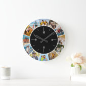 自分だけのモノクロ12枚写真コラージュを作成 ラージ壁時計 (ホーム)