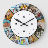 自分だけのモノクロ12枚写真コラージュを作成 ラージ壁時計 (正面)