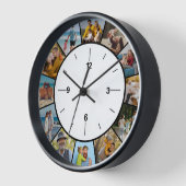 自分だけのモノクロ12枚写真コラージュを作成 壁時計 (傾斜)