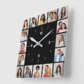 自分だけのモノクロ16枚写真コラージュを作成 スクエア壁時計 (傾斜)