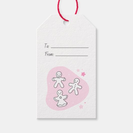 自分だけのレトロなジンジャーブレッドピンククリスマスを作ろう ギフトタグ (正面)