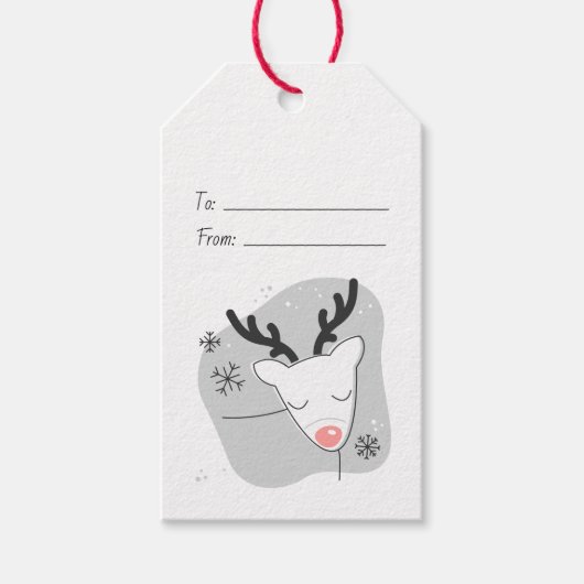 自分だけのレトロなトナカイのシルバーなクリスマスを作ろう ギフトタグ (正面)