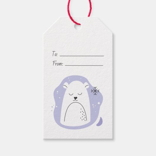 自分だけのレトロなポーラーベアの紫のクリスマスを作ろう ギフトタグ (正面)