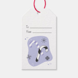 自分だけのレトロな紫のキャンディーケーンのクリスマスを作ろう ギフトタグ