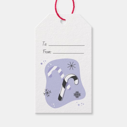 自分だけのレトロな紫のキャンディーケーンのクリスマスを作ろう ギフトタグ (正面)