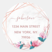 自分だけのローズゴールドジオメトリックフレームを作成 ラウンドシール (正面)