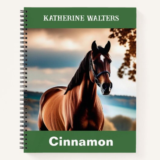 自分だけの上品な馬の写真をデザインしよう ノートブック (正面)