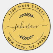 自分だけの丸型ゴールドとブラックのステッカーを作成 ラウンドシール (正面)