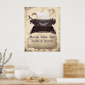 自分だけの人生を書くレトロなヴィンテージタイプライター ポスター (キッチン)