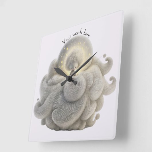 自分だけの優しいマリ・ムーンを雲の中に創れ スクエア壁時計 (傾斜)