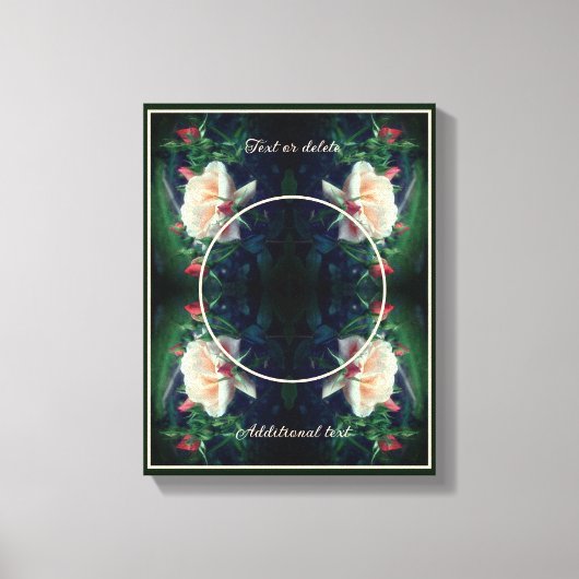 自分だけの写真の桃色のバラと花芽を創作 キャンバスプリント (正面)