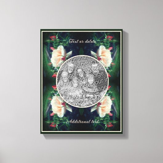 自分だけの写真の桃色のバラと花芽を飾る キャンバスプリント (正面)