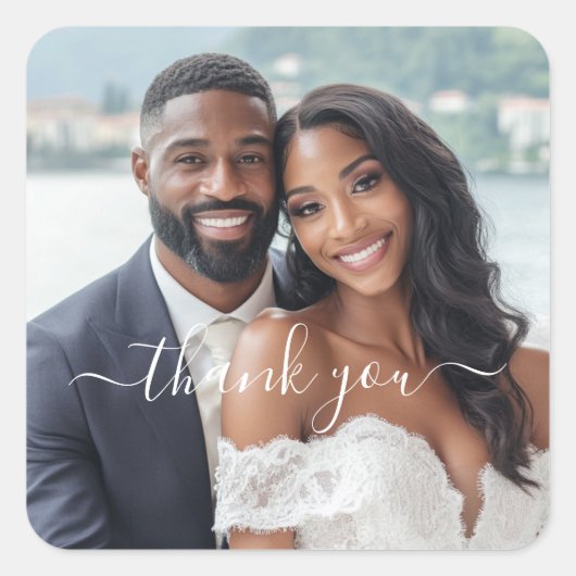 自分だけの写真ウェディングサンクスを作成 スクエアシール (正面)