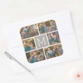 自分だけの写真コラージュを作成 - 6枚の写真 モノグラム スクエアシール (封筒)